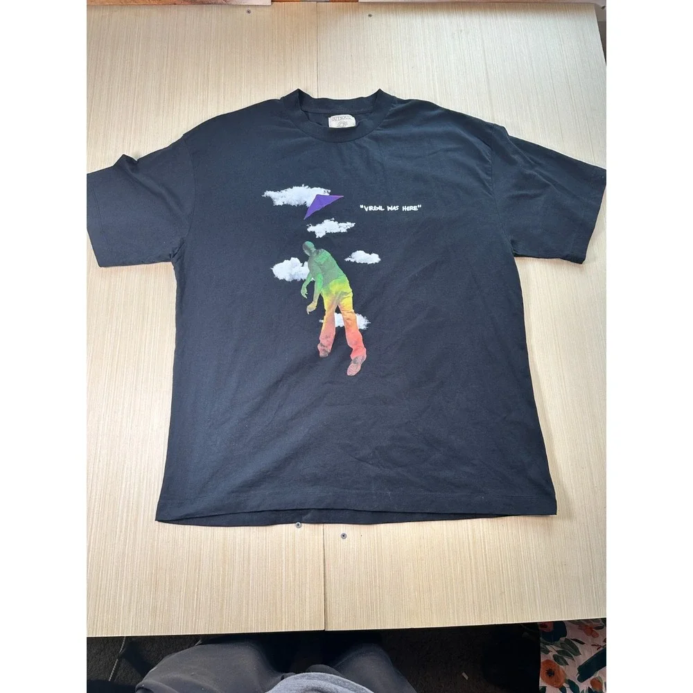 Outsoul T-Shirt Mens 2XL Navy Blue Graphic Virgil Was Here Virgil Abloh Pullover